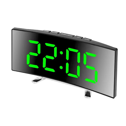 Electronic Alarm Clock LED Display Screen Curved Design Digital Clock Bedroom