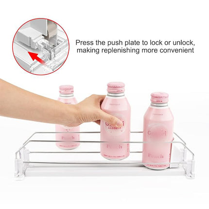 4pcs Automatic Beverage Pusher E Shape Shelf Organizer Supermarket Bottle Rack