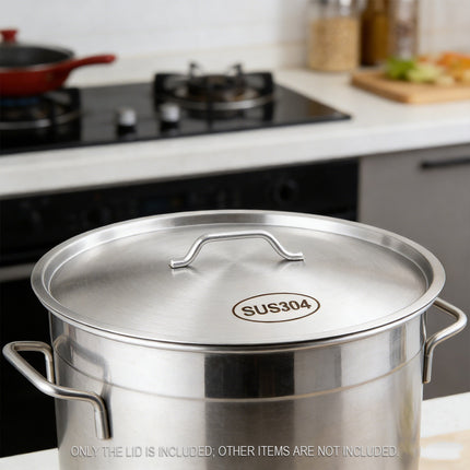 304 Stainless Steel Pot Lid Universal Round Soup Bucket Cover with Handle