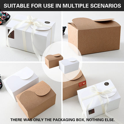 50PCS Foldable Gift Paper Boxes 15x10x8.5cm Khaki White for Party Wedding Use