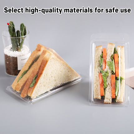 100pcs Transparent Sandwich Packaging Box Plastic Triangle for Baked Snacks