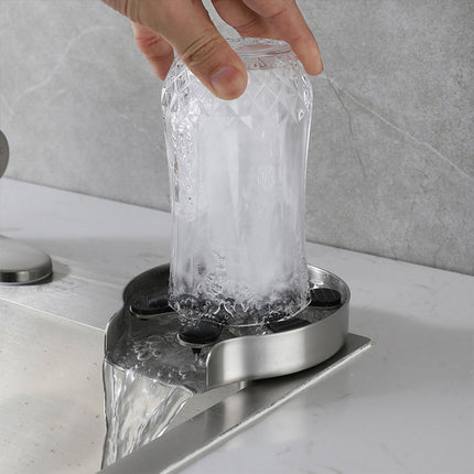 Stainless Steel Auto Glass Rinser Bottle Washer Coffee Cup Kitchen Sink Bar Tool
