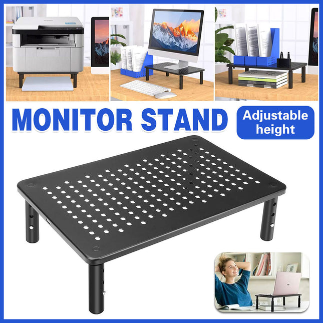 3 Height Adjustable Monitor Riser Laptop Printer Computer Stand Desktop Shelf