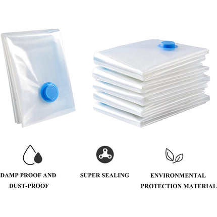 6PCS Vacuum Storage Bags Clear Space Saving for Clothes Bedding Travel Use