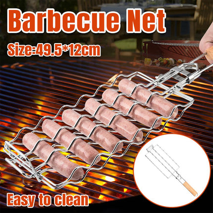 Portable Sausage Grill Net BBQ Tool Hot Dog Grill Holder Cooking Basket BBQ Rack