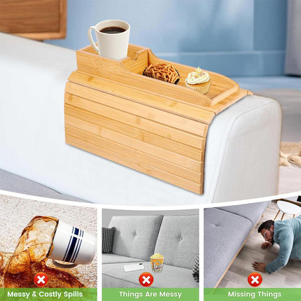 Removable Sofa Armrest Tray Storage Organizer for Couch Side Table Cup Holder