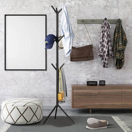6Hooks Coat Stand Rack Clothes Hanger Hat Tree Jacket Umbrella Storage Organizer