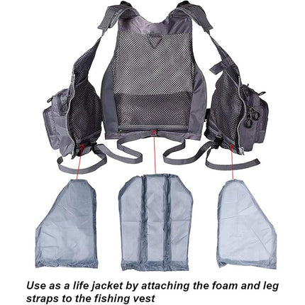 Fishing Vest with Multiple Pockets Lightweight Outdoor Floating Jacket