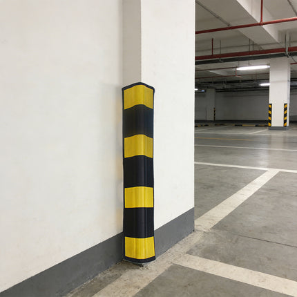 2PCS Parking Lot Corner Protector Heavy Duty Rubber Highlight Reflection Durable