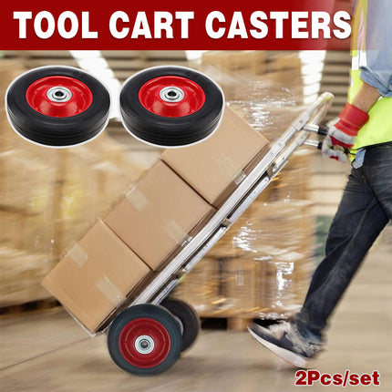 2PCS Cart 6 Inch Silent Solid Wheel Non Pneumatic Heavy Duty Anti Stabbing