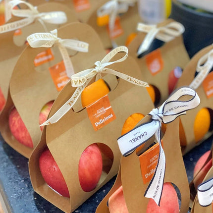 50PCS Kraft Paper Packaging Box Fruit Gift Bag Single Double Handle for Party