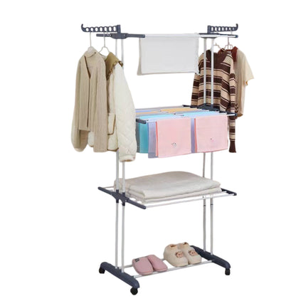 3-Tier Rolling Towel Storage Rack with Wheels Foldable Space Saving Durable Home