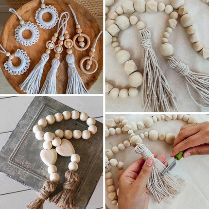 414pcs DIY Beading Kit Round Wooden Beads Set Craft Jewelry Supplies Home Decor