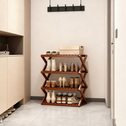Multi-Layer Shoe Rack Bamboo Non-Slip for Home Entryway Space Saving Storage