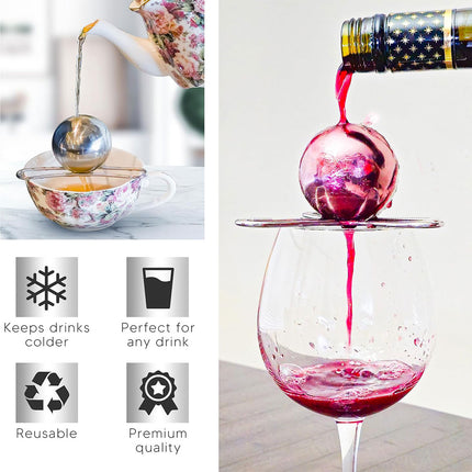 3/4 Forks Stainless Steel Ice Balls Reusable Spherical Whisky Chilling Stones