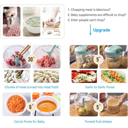 900ml Manual Meat Mincer Garlic Chopper Rotate Garlic Press Crusher Meat Grinder
