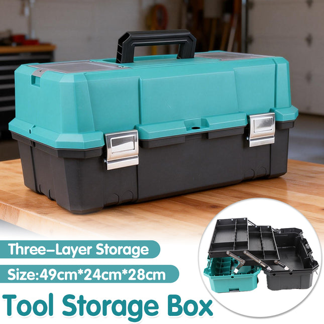 3 Tier Portable Tool Box Organiser with Fold Out Trays for Home Garage Repair