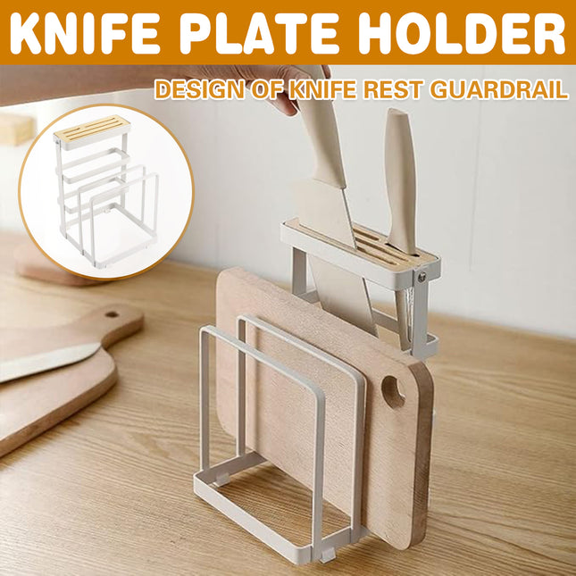 Chopping Board and Knife Holder Rack Kitchen Organizer Shelf Stand Lid Storage