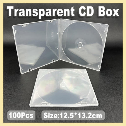 100pcs Transparent Square CD DVD Storage Box Protective Plastic Case for Discs