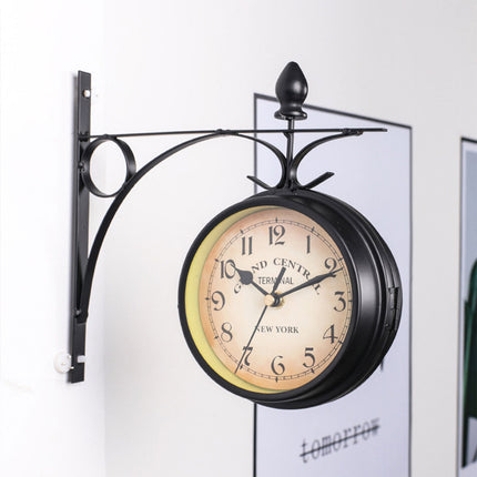 Vintage Outdoor Bracket Clock Garden Station Wall Clock Double Sided Clock