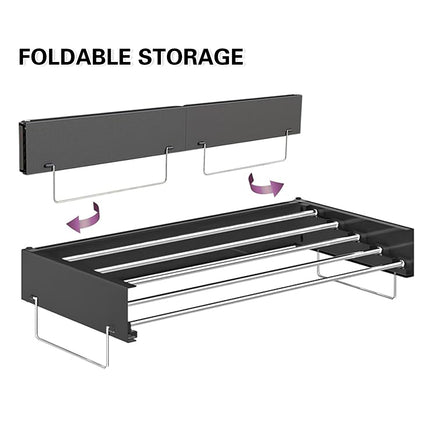 Wall Mount Foldable Clothes Drying Rack Sturdy Material Space Saving Balck/White