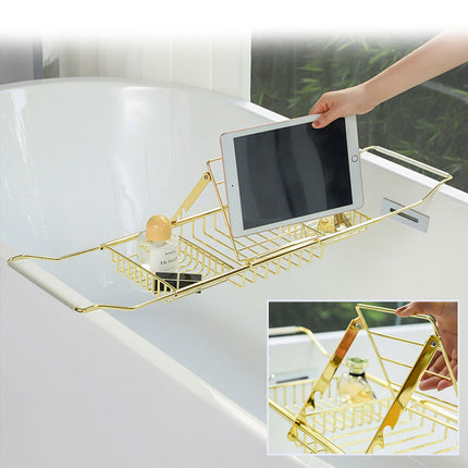 Bathtub Rack Bathroom Storage Shelf Telescopic Adjustable Organiser Tray Home