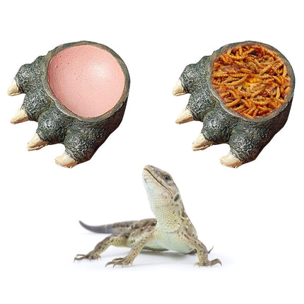 Lizard Claw Shaped Pet Food Water Bowl Durable Resin Non Slip Base Daily Use