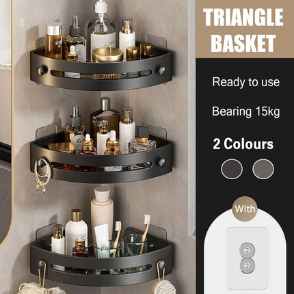Three-layer Bathroom Triangular Shelf Basic Model Hole-free Storage Towel Rack
