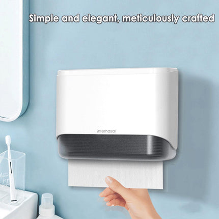 Wall Mounted Paper Dispenser Box Perforation Free Hand Towel Holder for Kitchen