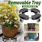 Plastic Round Retractable Plant Pot Tray Stand With Wheels Movable Durable