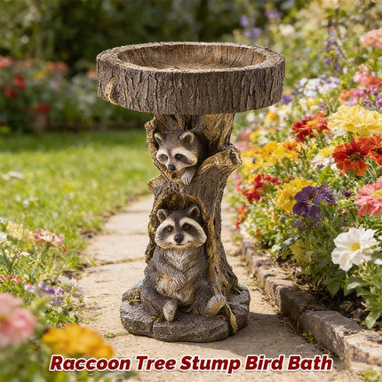 Outdoor Resin Bird Feeder Garden Ornament Tree Stump Bird Bath Decoration