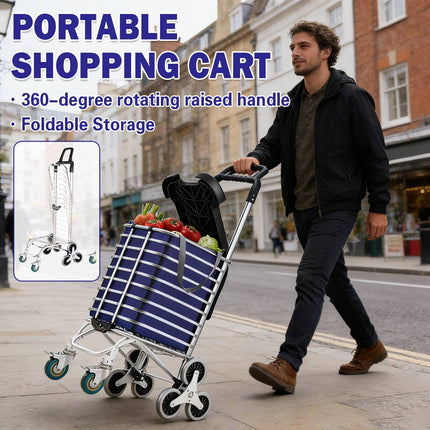 Folding Shopping Trolley Stair-Climbing Cart Lightweight Aluminium Pull Cart