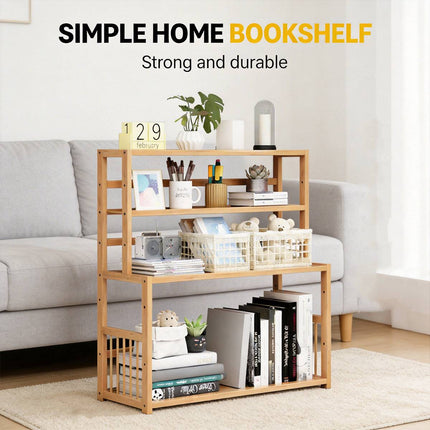 Bamboo Desktop Bookshelf Organiser 60x23x66cm