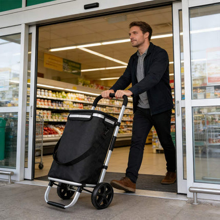 Folding Shopping Cart with Wheels Portable Utility Trolley Grocery Storage Bag