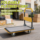 Compact Foldable Platform Trolley Cart Steel Deck Swivel Wheels Home Warehouse