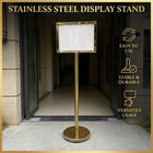 Gold A3 Floor Menu Display Stand Stainless Steel