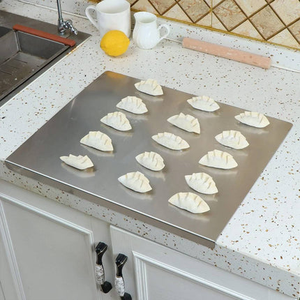 Stainless Steel Pastry Board Dough Kneading Rolling Cutting Pad Counter Hook
