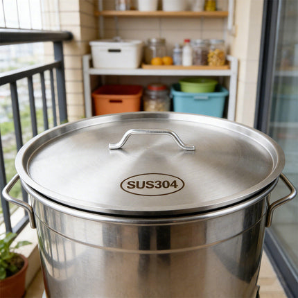 304 Stainless Steel Pot Lid Universal Round Soup Bucket Cover with Handle