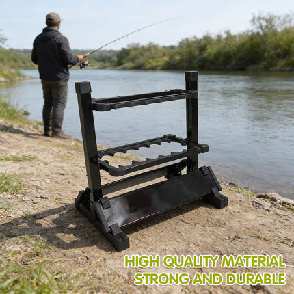 Aluminium Fishing Rod Storage Rack 12 or 24 Holes Foldable Display Stand