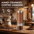 Manual Hand Crank Coffee Grinder Adjustable Burr Mill Wood Grain Portable