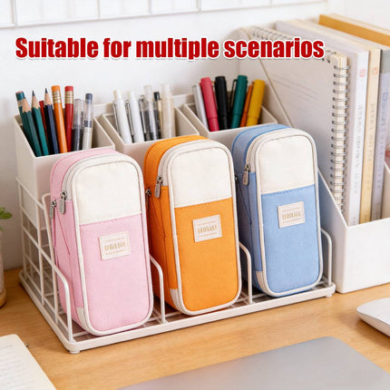 Expandable Canvas Pencil Case 3 Colours Zip Pouch