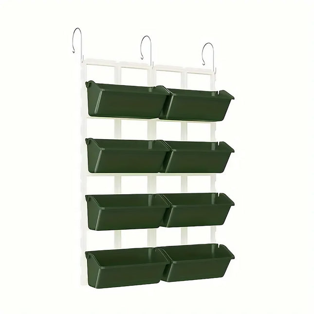 8pcs Multi Tier Hanging Plant Stand Vertical Garden PP Pots for Balcony Fence