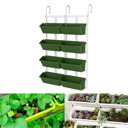 8pcs Multi Tier Hanging Plant Stand Vertical Garden PP Pots for Balcony Fence