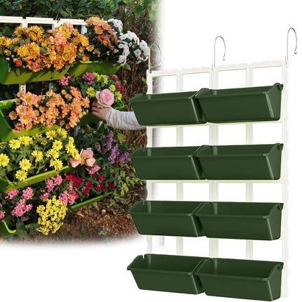8pcs Multi Tier Hanging Plant Stand Vertical Garden PP Pots for Balcony Fence