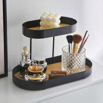 Double Tier Modern Household Tray Organizer Storage for Kitchen Bathroom Desk