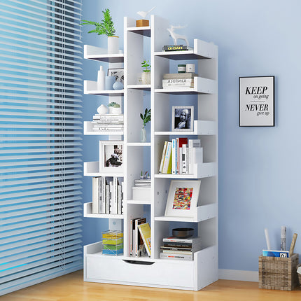 18-Tier Bookcase Shelf with Drawer Organiser Storage Cabinet Space Saving