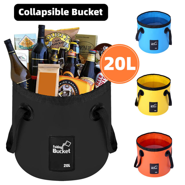 20L Portable Folding Bucket Water Container Camping Hiking Fishing Water Storage