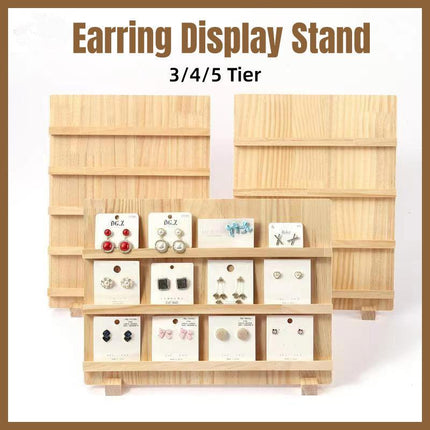 Wooden Earrings Display Rack Multi Tier Jewelry Stand Organizer Earrings Holder
