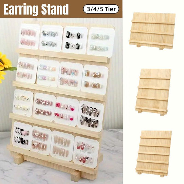 Wooden Earrings Display Rack Multi Tier Jewelry Stand Organizer Earrings Holder