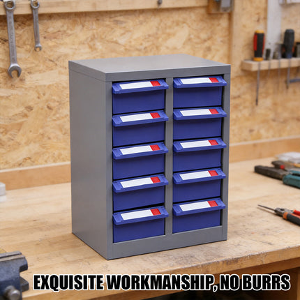 10-Compartment Drawer Type Parts Cabinet Space Saving Organizer Wear-Resistant
